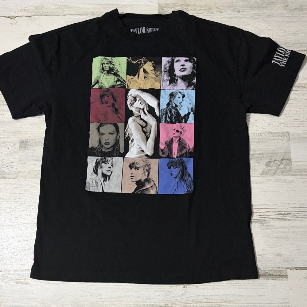 Taylor Swift Black Graphic Eras Tour Tee - Multicolor Portraits
